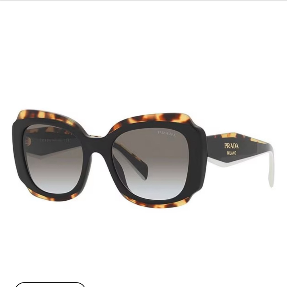 PRADA | Women's Black and Tortoise Shell Sunglasses with White accents